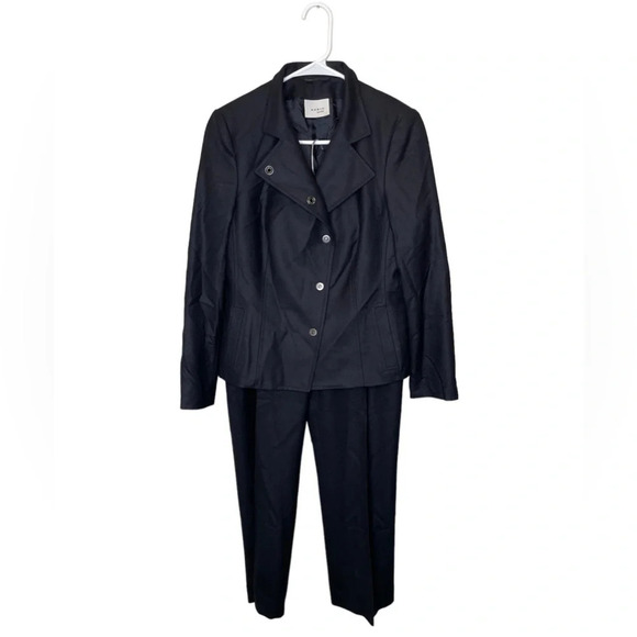 Akris Punto Two Piece Black Wool Blazer Jacket Top & Pant Set Size US 8 - Picture 1 of 9